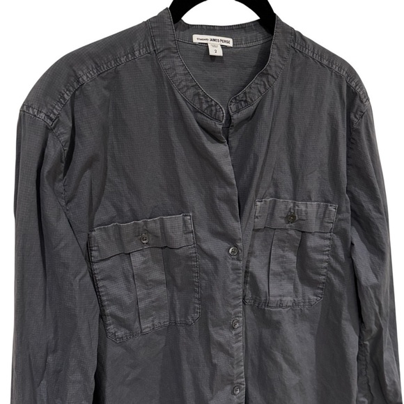 James Perse Gray Long Sleeve City Hipster Ripstop Button Up Women’s Size M - Picture 3 of 10